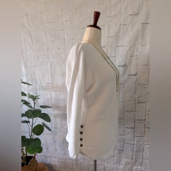 Michael Kors White Long Sleeve Batwing Knit Tunic, in Women’s Size XL - Picture 8 of 14